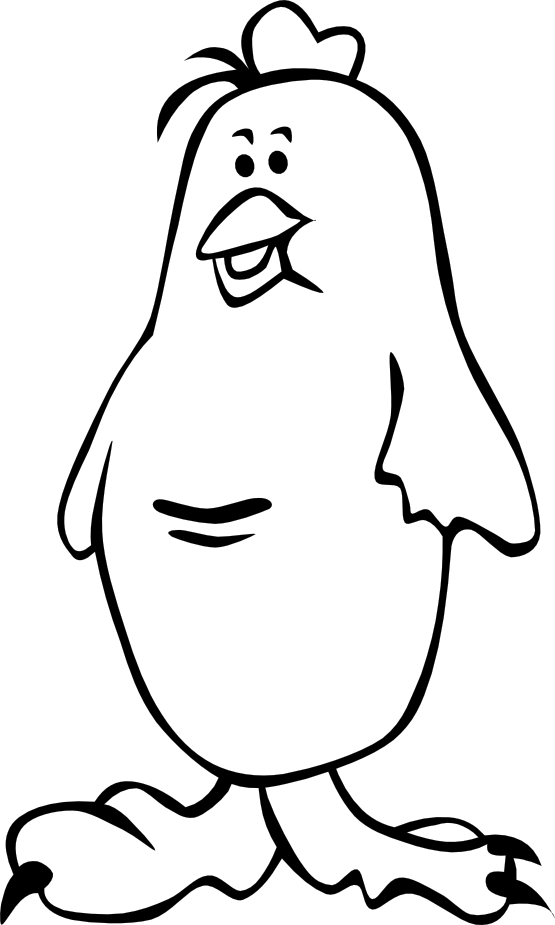 Chick 2 Black White Line Art 555px 65 - Cartoon (555x925)