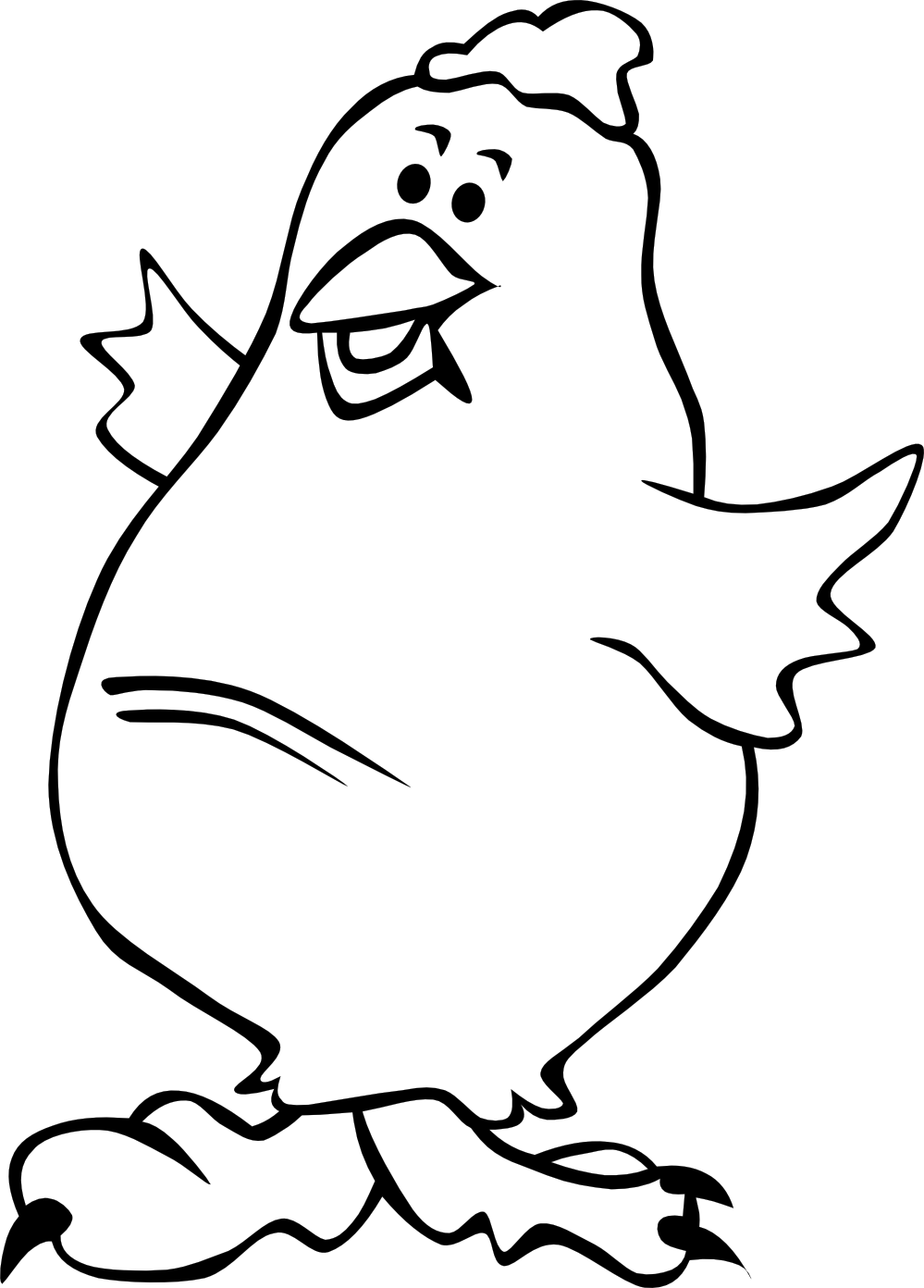 Chick Black White Line Art Coloring Book Colouring - Royalty-free (999x1392)
