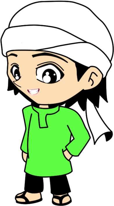 Doodle Muslim Berserban Berbaju Hijau Arghh So Handsome - Orang Pakai Serban Kartun (457x720)