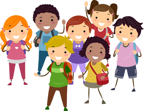 Illustration Of A Group Of School Children - A B C & 123: Word Games For You (500x386)