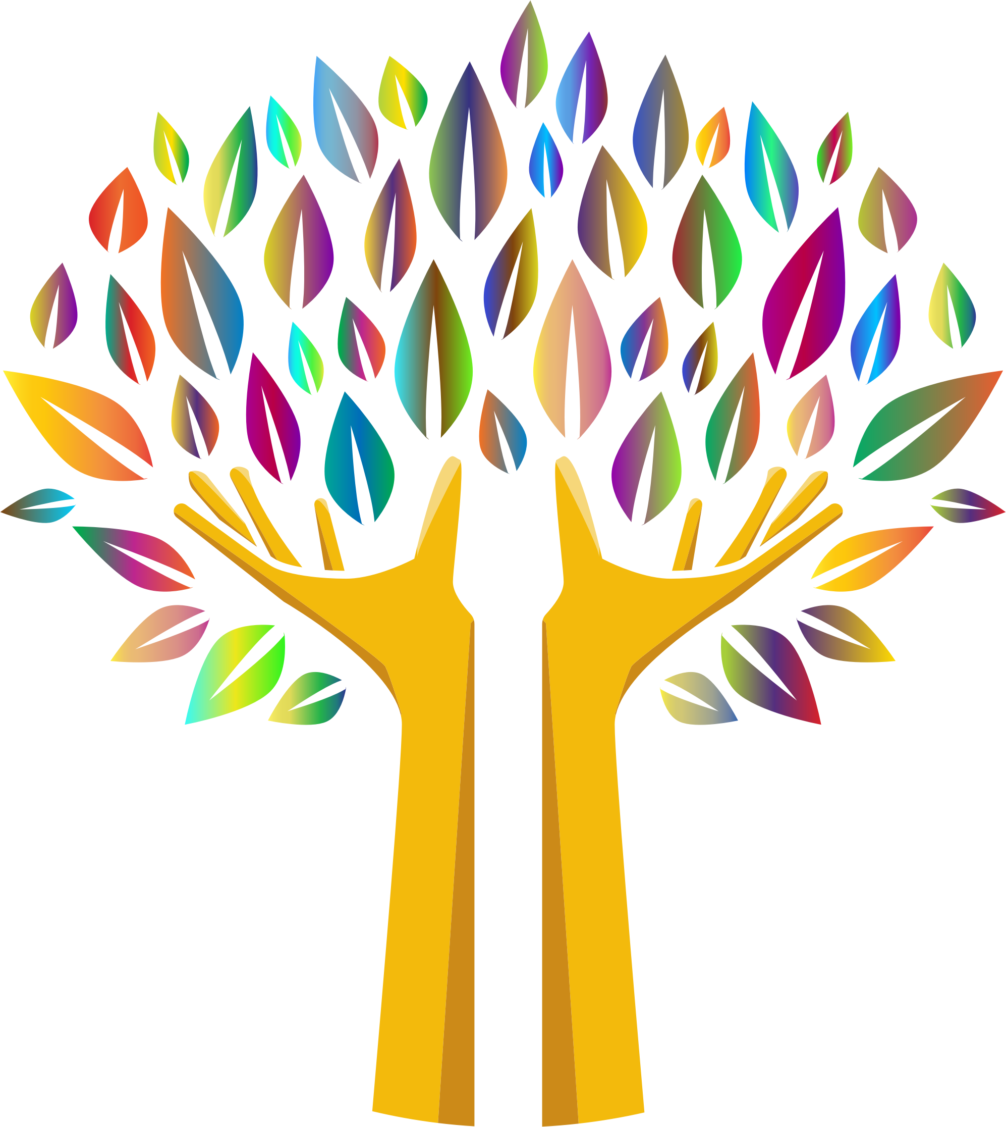 Prismatic Hands Tree 2 No Background Icons Png - Hands Clipart Transparent Background (1994x2232)