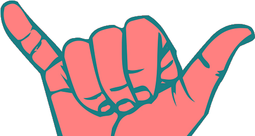 2 Hands Clipart - Transparent Hang Loose Sticker (500x282)