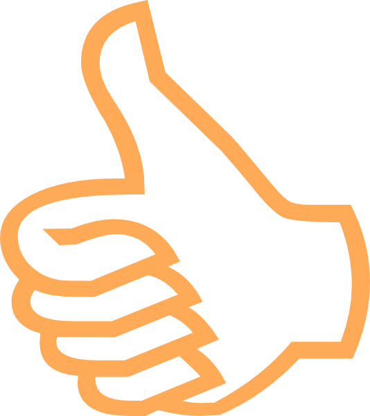 Sideways Thumb Clipart - Thumbs Up Icon Orange (534x599)