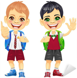 Vector Happy Smiling Schoolchildren Boys Sticker • - Hoc Sinh Tieu Hoc Vector (400x400)