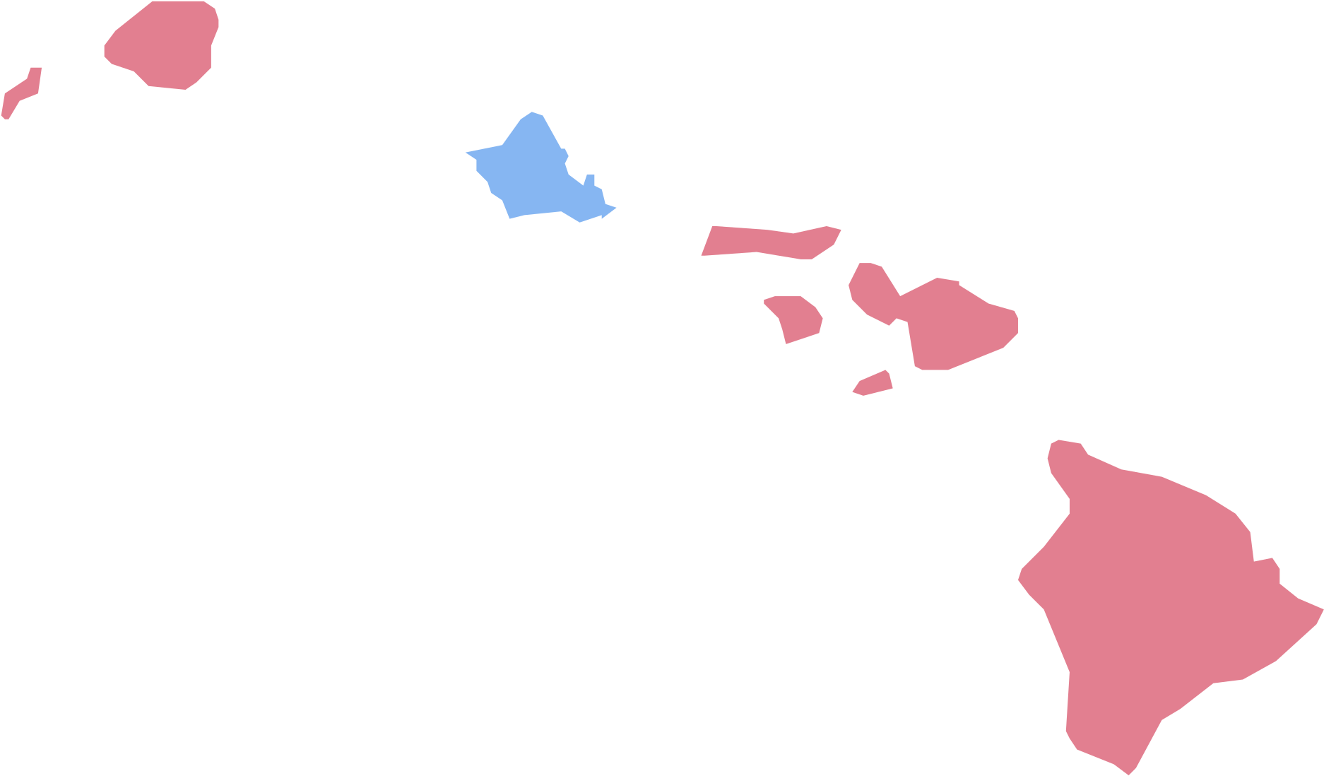 United States Presidential Election In Hawaii, 1960 - Big Island Hawaii Shape (2000x1168)