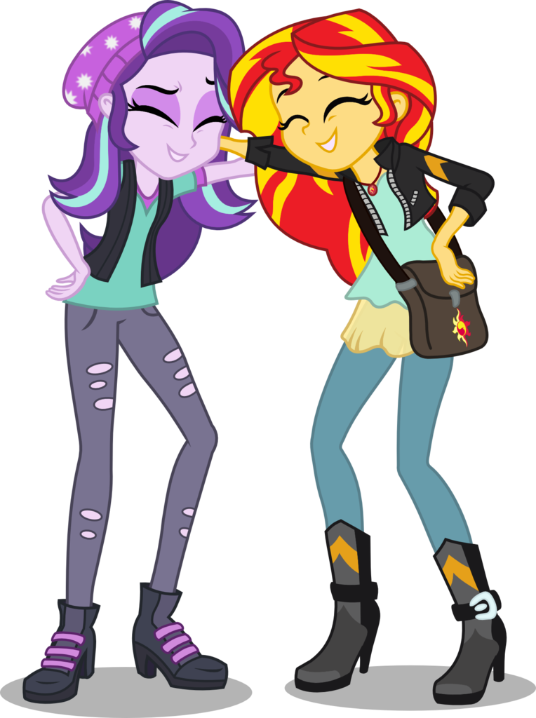Seahawk270, Bag, Clothes, Duo, Equestria Girls, Eyes - Starlight And Sunset Shimmer (764x1024)