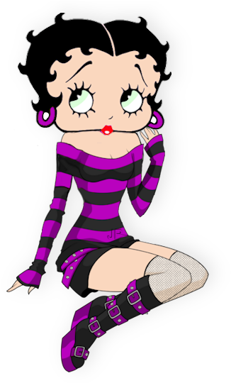 Betty Boop Striped Purple Outfit - Cartoon Characters Betty Boop (358x545)