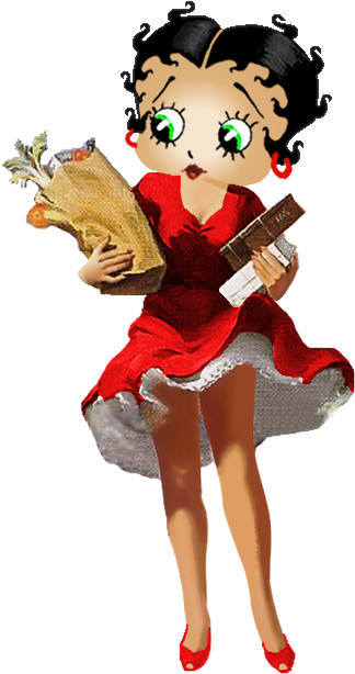 Betty Boop Shopping In Red Dress - Betty Boop Shopping (345x630)