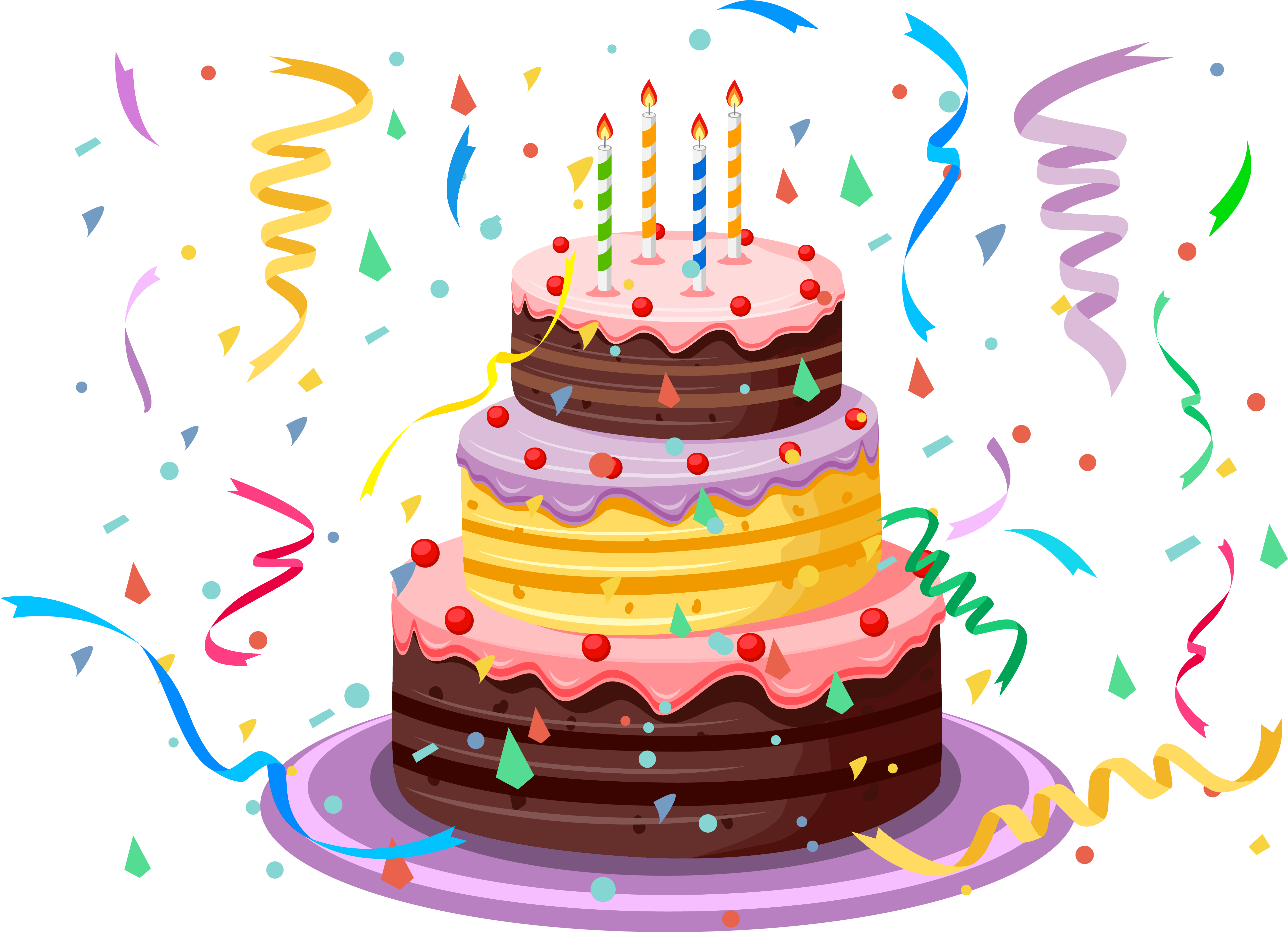 Birthday Cake With Confetti Png Clipart Picture - Happy Birthday Cake Clipart (5253x3804)