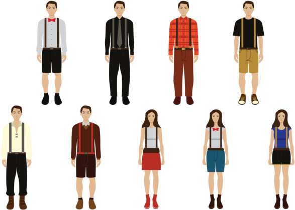 Man And Woman With Suspenders - Man And Woman Vector (700x490)