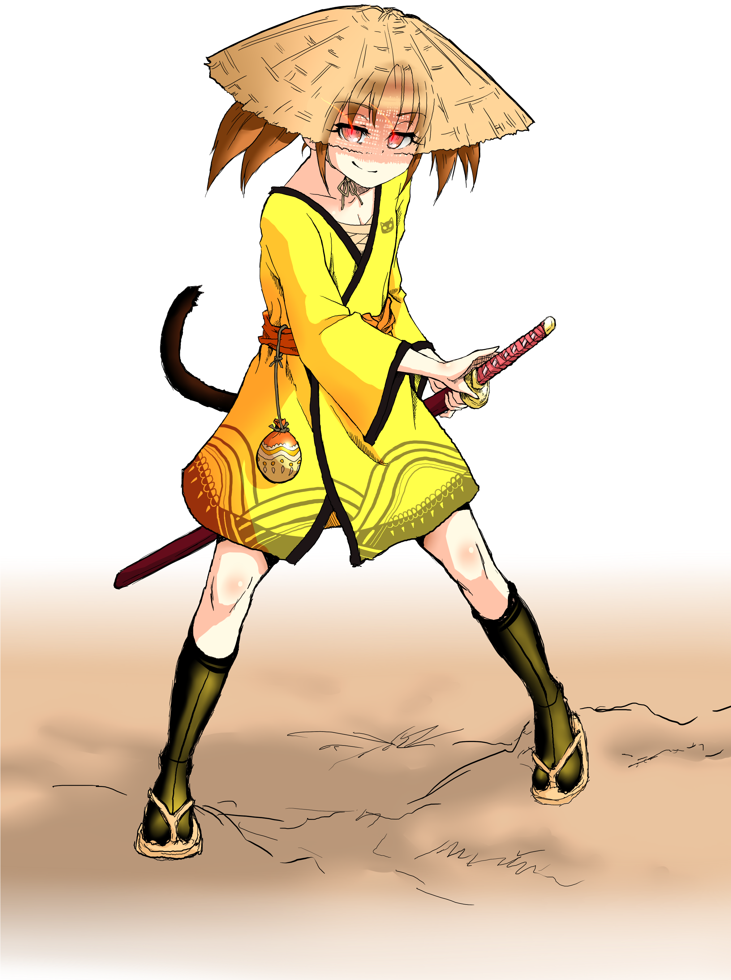 Neko-chan By Ichi6okurosaki - Samurai (2362x3543)