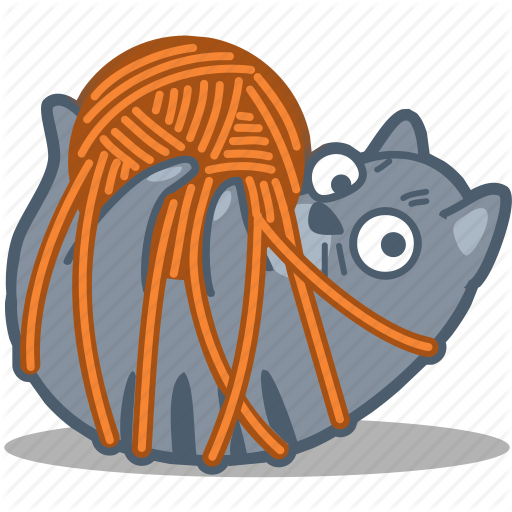 Cat Icons - Cartoon Cat With Yarn (512x512)
