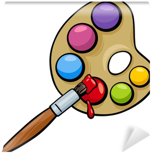 Brush And Palette Clip Art Cartoon Wall Mural • Pixers® - Pinsel Und Farbe Clipart (400x400)