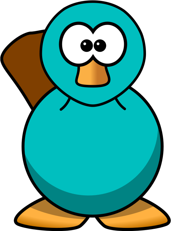 Cartoon Platypus Teal Clip Art - Cartoon Platypus (593x800)