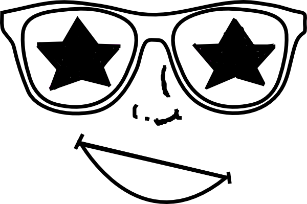 Black Star Glasses Clip Art At Clker - Очки Звезды Png (600x399)