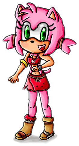 Amy In Sticks Clothes By Ninpeachlover - Cartoon (400x600)