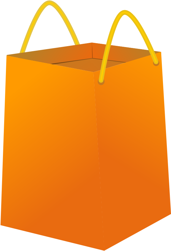 Lunch Bag Cliparts 19, - Orange Shopping Bag Png (616x900)