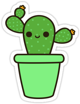 "cute Cactus In Green Pot" Stickers - Cute Cactus (375x360)