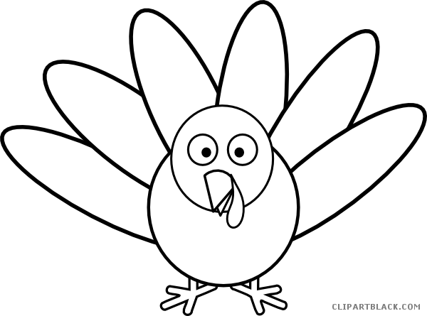 Turkey Outline Animal Free Black White Clipart Images - Coloring Page Turkey (600x445)