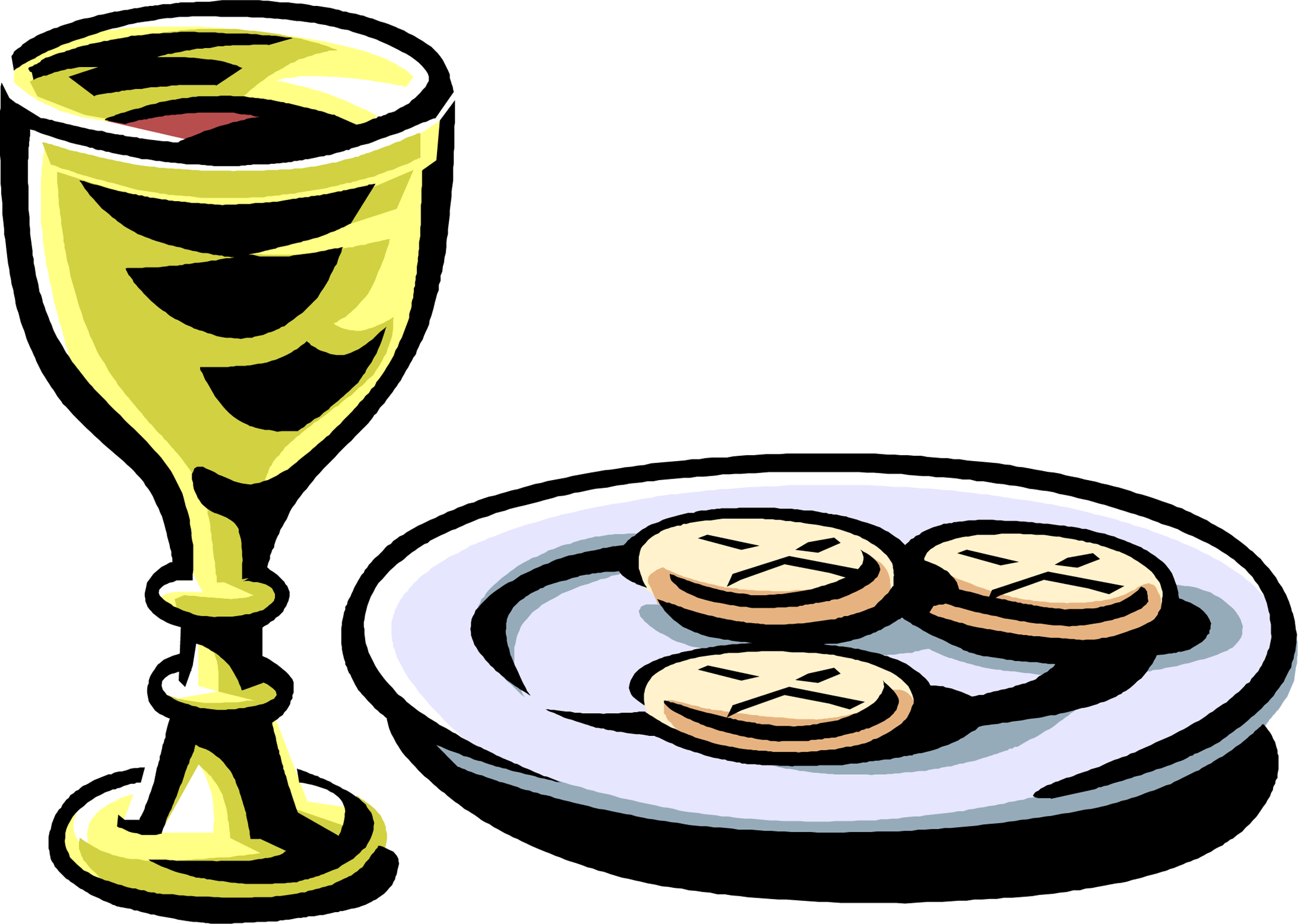 Vector Illustration Of Christian Catholic Religion - Eucharist Wine Clipart Transparent (2400x1709)