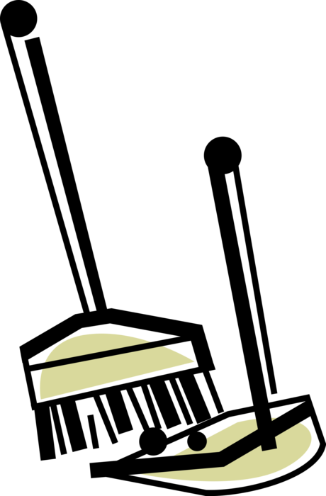 Vector Illustration Of Broom And Dustpan Cleaning Tools - Transparent Broom And Dustpan (460x700)