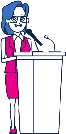 Politician Woman With Rostrum - Vector Graphics (550x550)