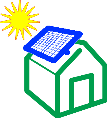 Clipart, Green Stick House With Solar Panel In Colors - One Who Goes Away By Sujata Bhatt (364x401)
