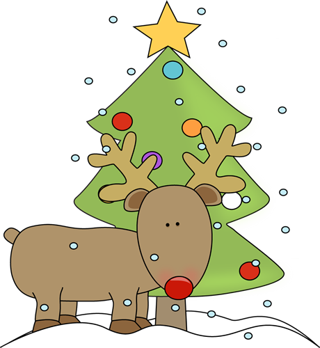 Christmas Clip Art Christmas Images - Christmas Tree And Reindeer (460x500)