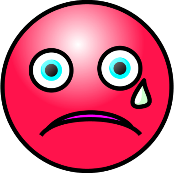 Emoticons Crying Face - Red Sad Crying Face (600x598)