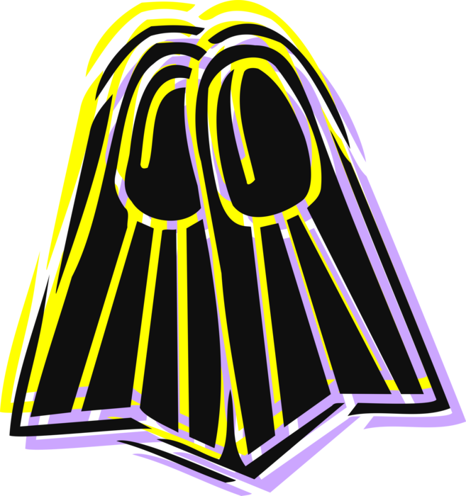 Vector Illustration Of Diver's Diving Equipment Flipper - Vector Illustration Of Diver's Diving Equipment Flipper (657x700)
