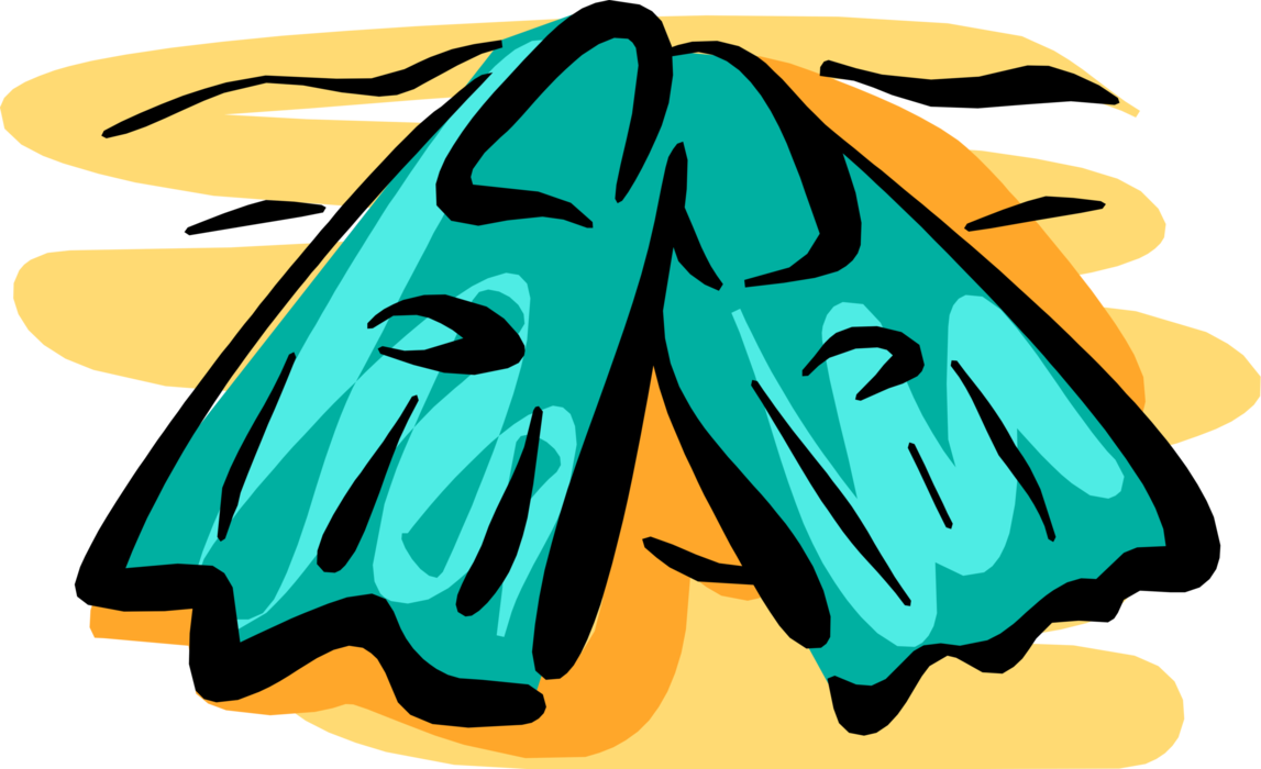 Vector Illustration Of Diver's Diving Equipment Flipper - Flippers Clipart (1147x700)