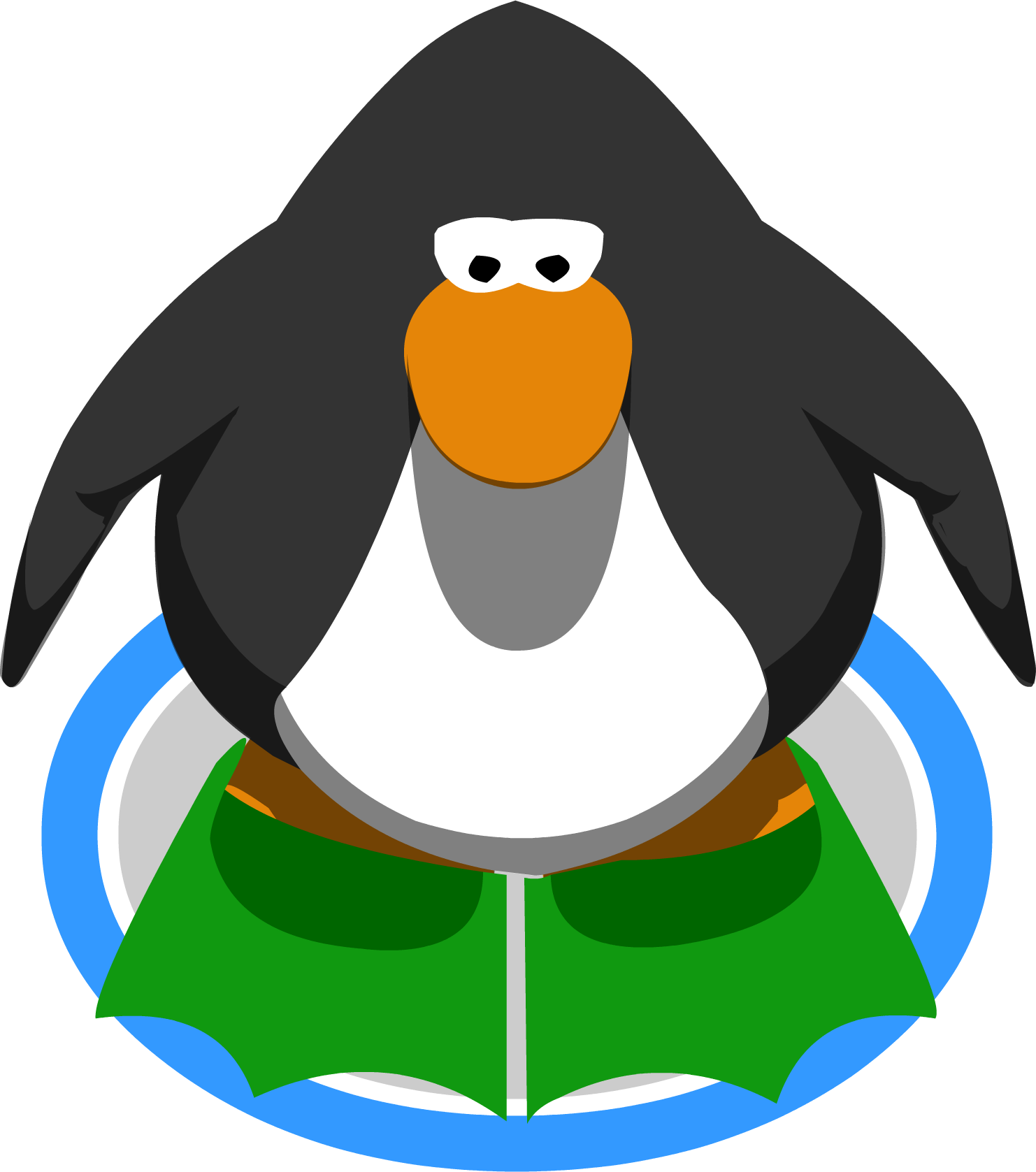 Green Flippers Ig - Club Penguin Penguin In Game (1482x1677)