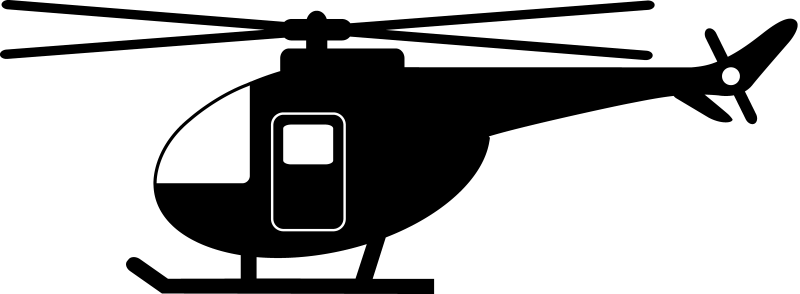 Pin Silhouette Clip Art - Black And White Helicopter (800x294)