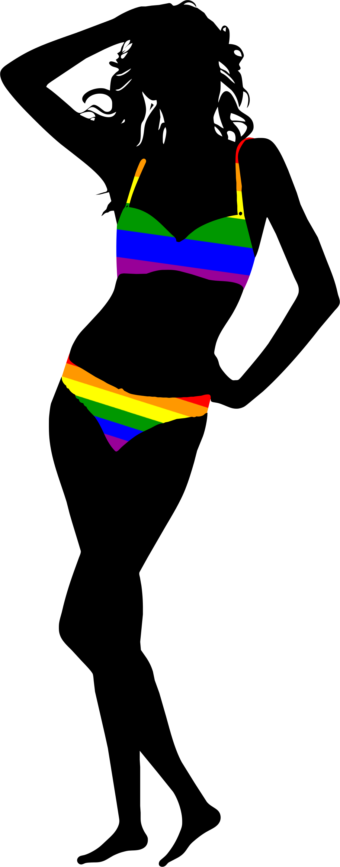 Rainbow Flag Gay Pride Lgbt Lesbian - Woman On Bikini Silhouette Png (1126x2870)