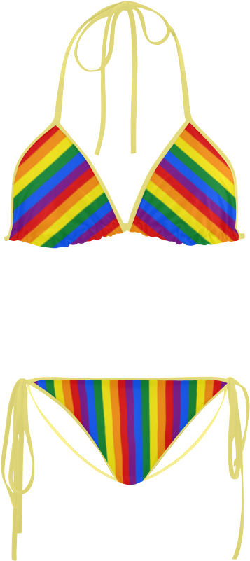 Gay Pride Rainbow Stripes Custom Bikini Swimsuit - Swimsuit (1000x1000)