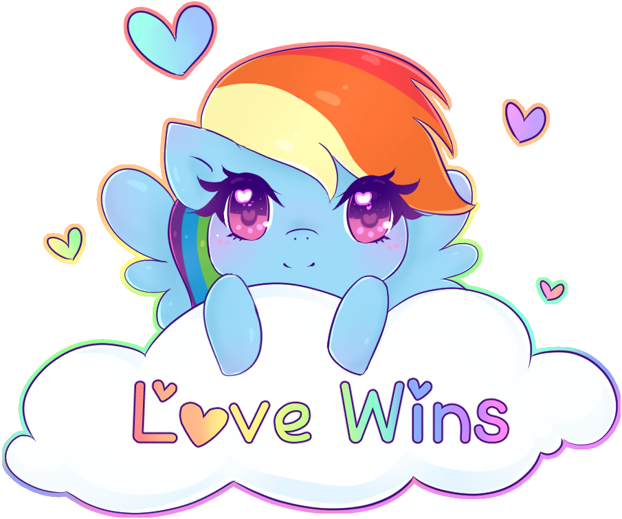 Nekocakeart, Cloud, Cute, Gay Pride, Heart, Lovewins, - Cartoon (932x778)