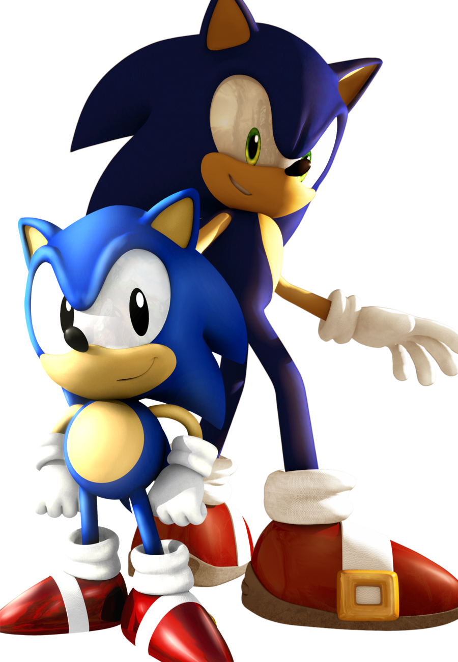 See More 'sonic The Hedgehog' Images On Know Your Meme - Classic Sonic And Modern Sonic (900x1302)
