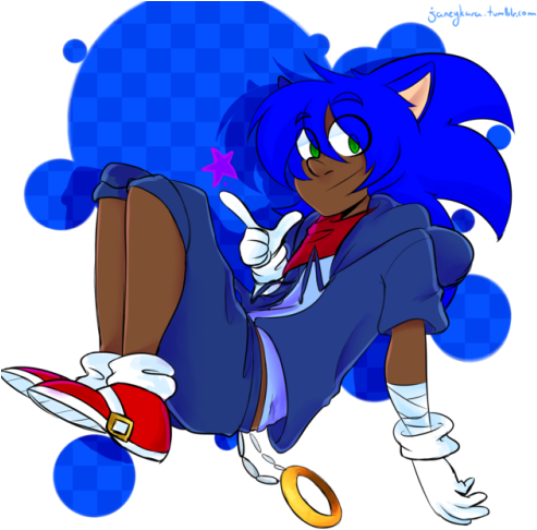 Finally Drew My Human Sonic Design Bc Im Tired And - Cartoon (500x520)