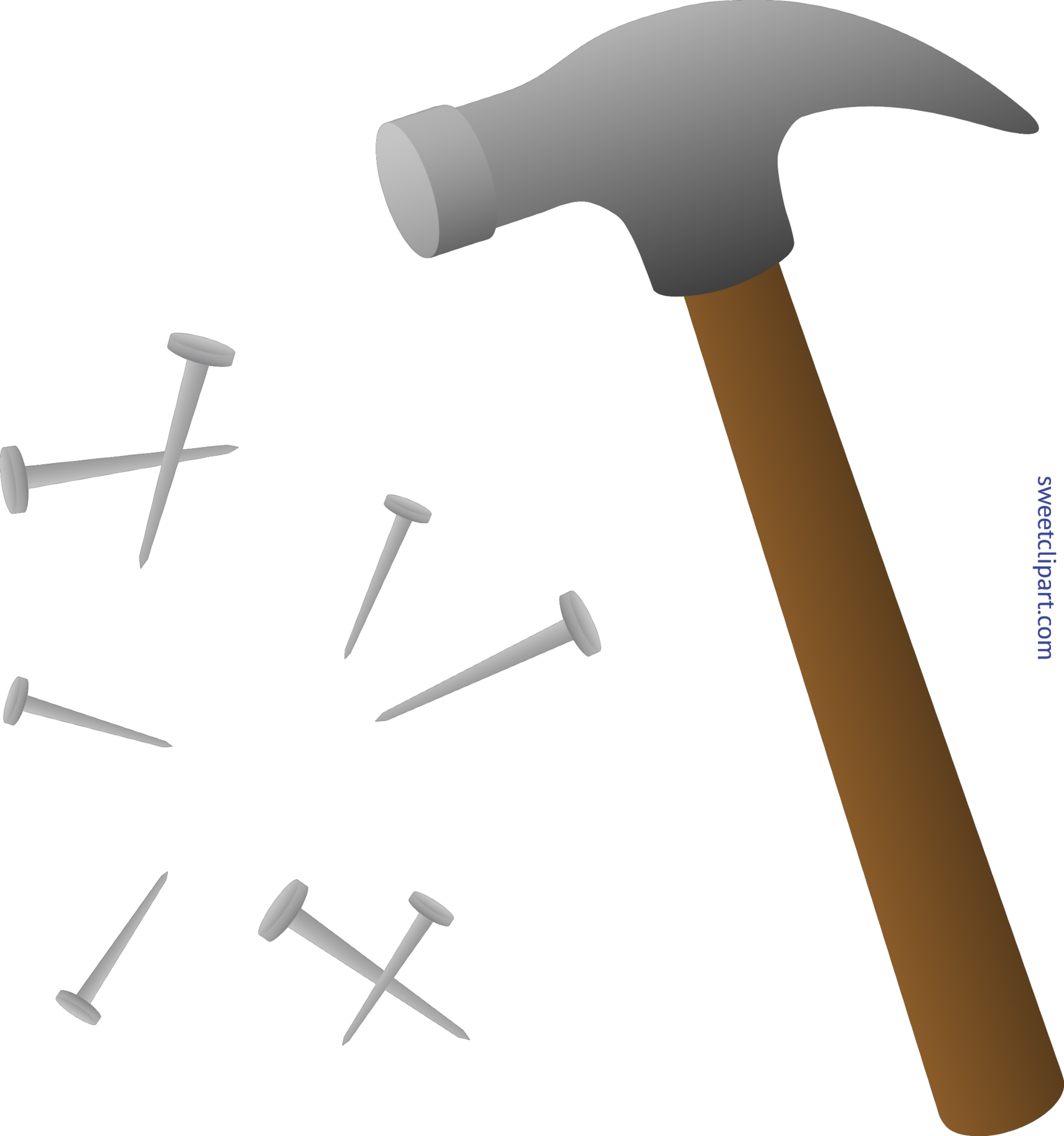 Claw Hammer Clipart, Clip Art Hammer, Clip Art Hammer - Hammer And Nails Clipart (6167x6586)