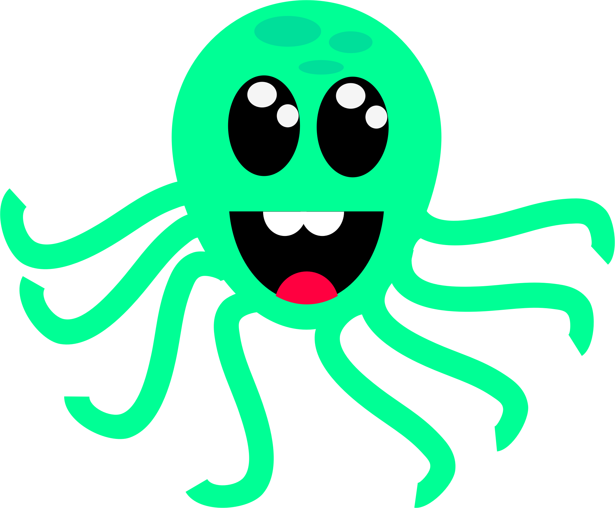 Octopus Green Smiley Line Clip Art - Octopus Green Smiley Line Clip Art (1954x1617)