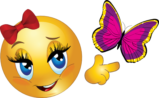 Butterfly Smiley Emoticon Clipart - Emoji Face (512x315)
