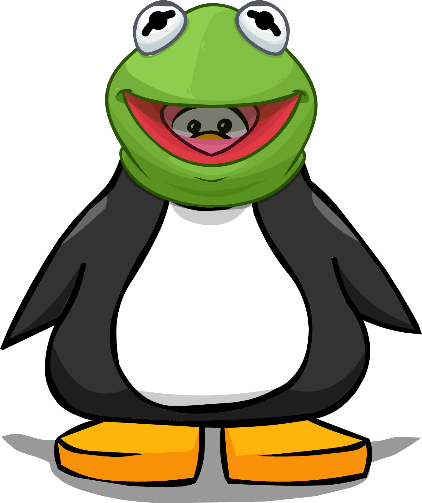 Kermit The Frog Head From A Player Card - Club Penguin With Hat (1380x1642)