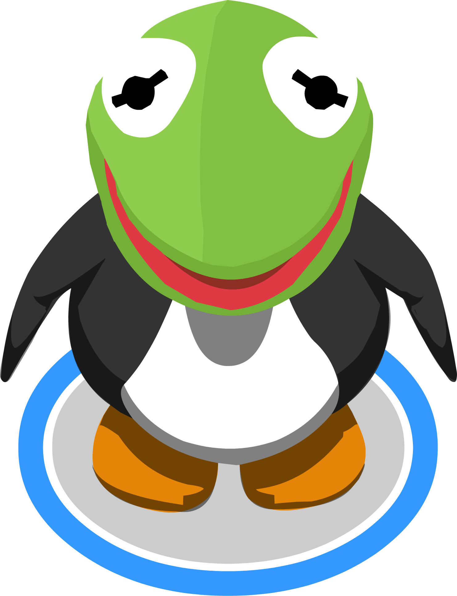 Kermit The Frog Head In-game - Club Penguin Penguin In Game (1482x1933)