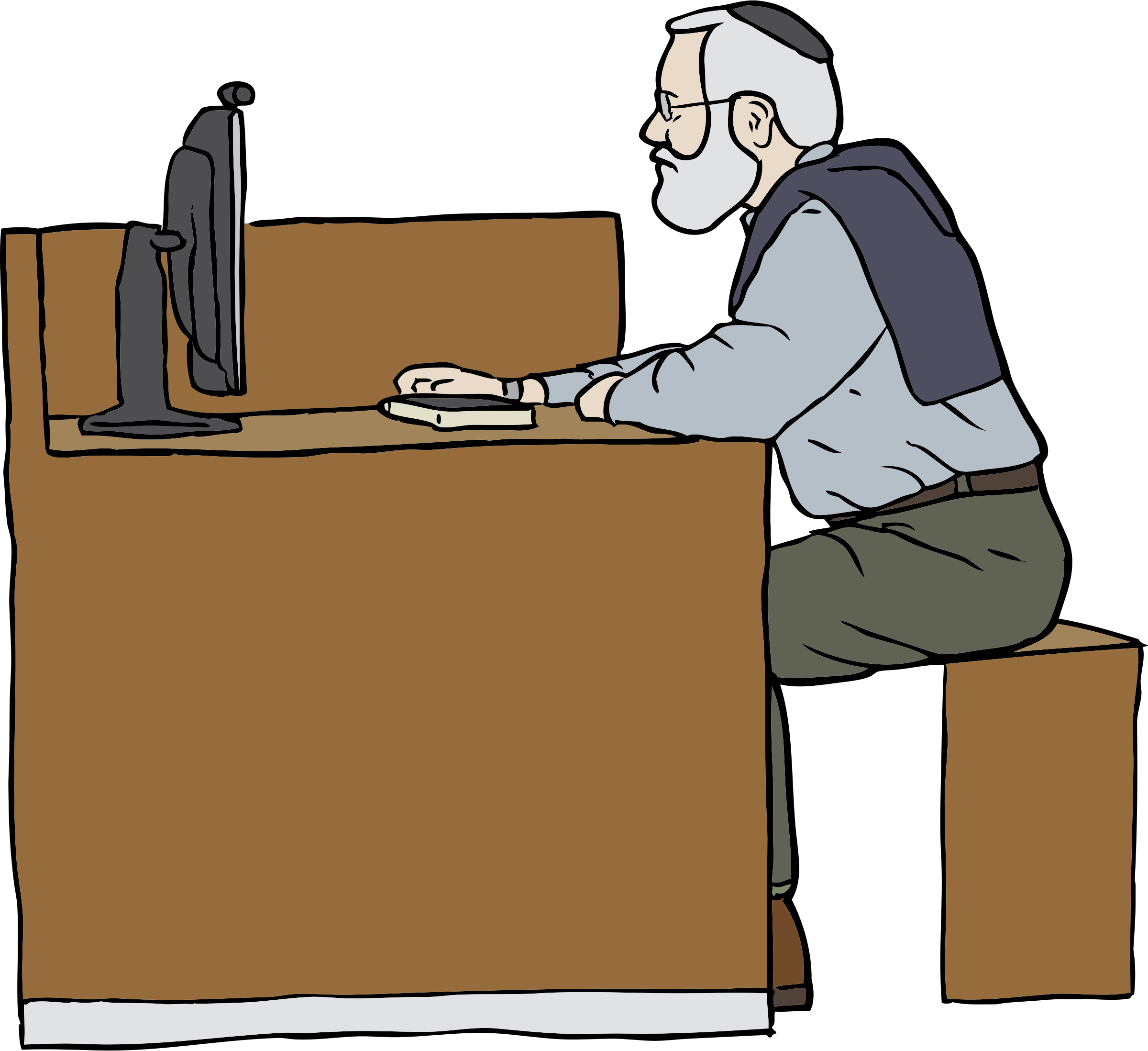 Clipart - Old Man Working Clipart (2400x2196)