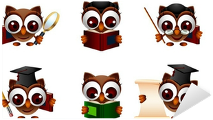 Various Cartoon Illustration Of A Cute Owl Sticker - Illustration (400x400)
