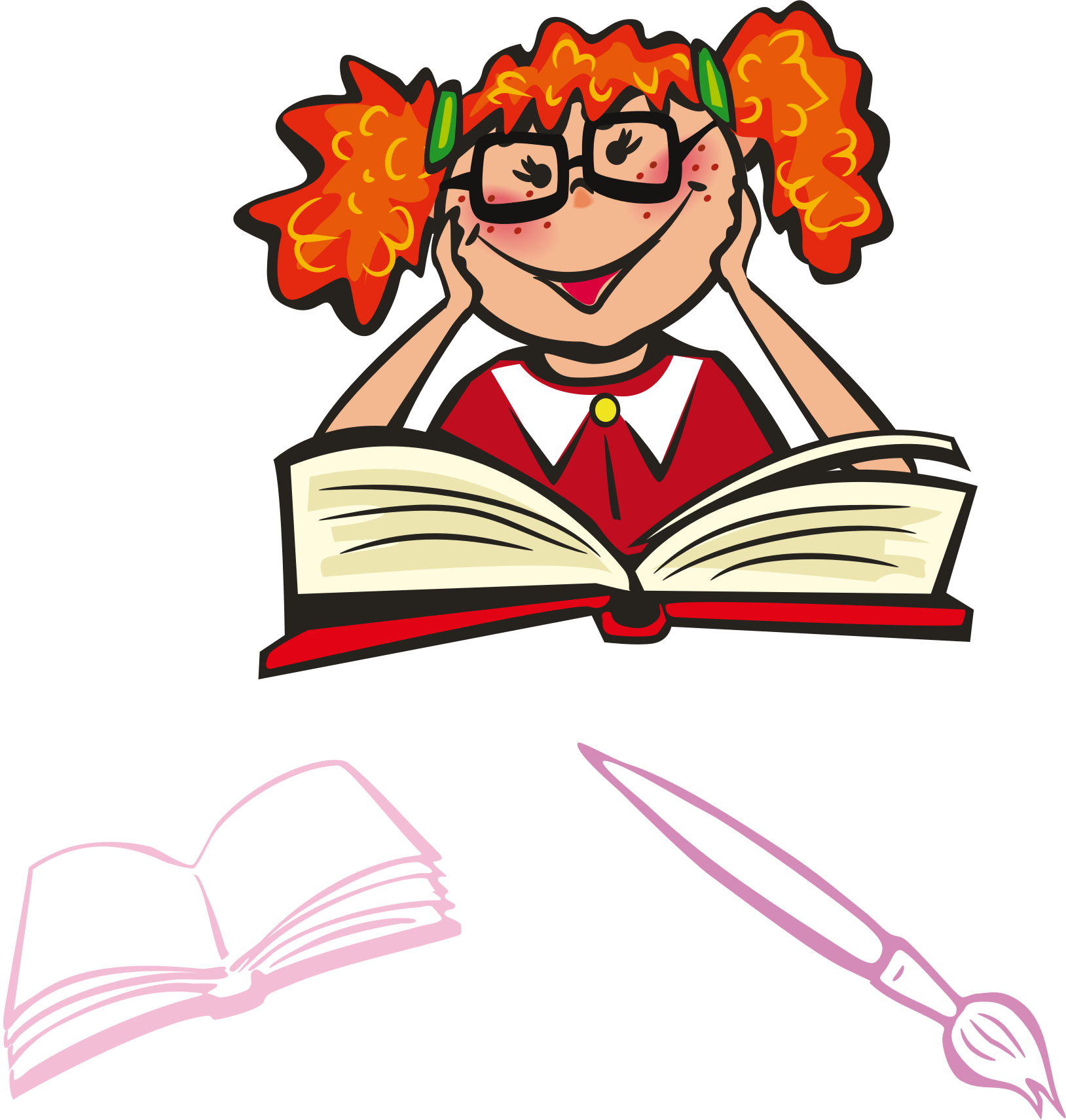 Reading Clipart - Free Clip Art Studying (1628x1710)