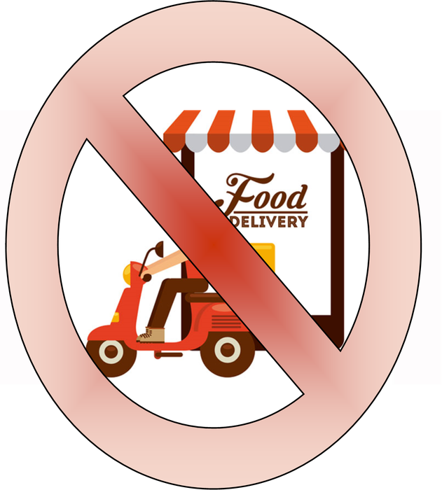 Outside Food Delivery Services - Food Delivery Cartoon (631x700)