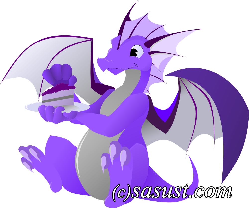 Cake Eating Ace Dragon - Stock Illustration (1000x837)