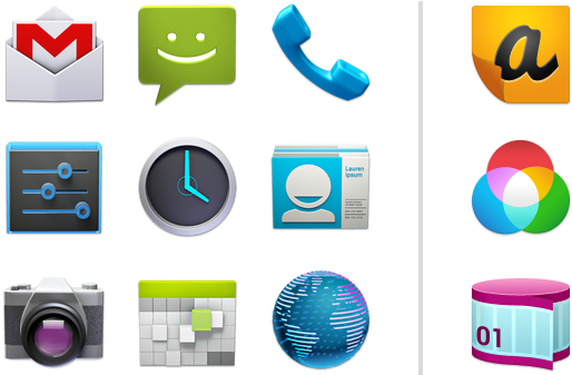 Example Launcher Icons For System And Third-party Applications - Android App Icons Png (558x380)