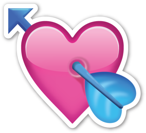 Heart With Arrow - Corazones Emojis Png (480x437)